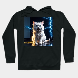 White Electric Cat Hoodie